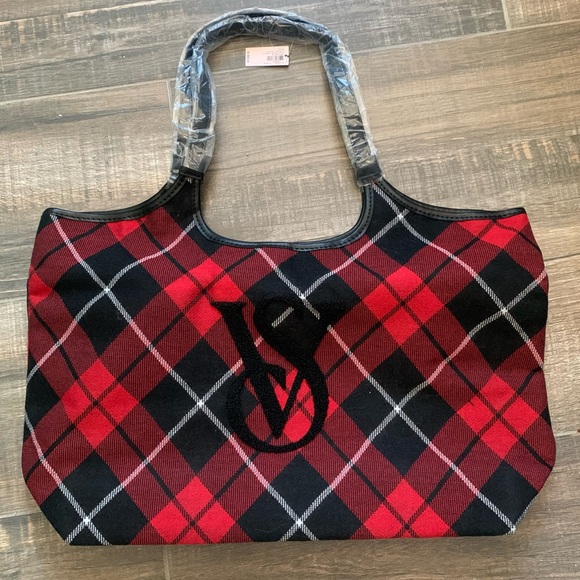 Victoria’s Secret Red Plaid Tote Bag - Picture 1 of 2